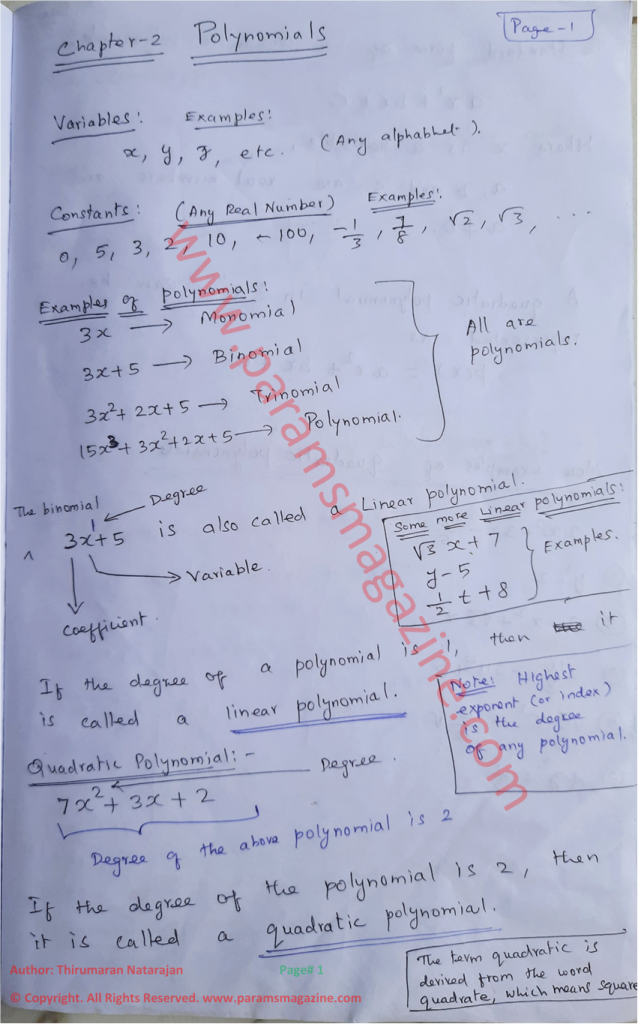 maths assignment for class 10 polynomials