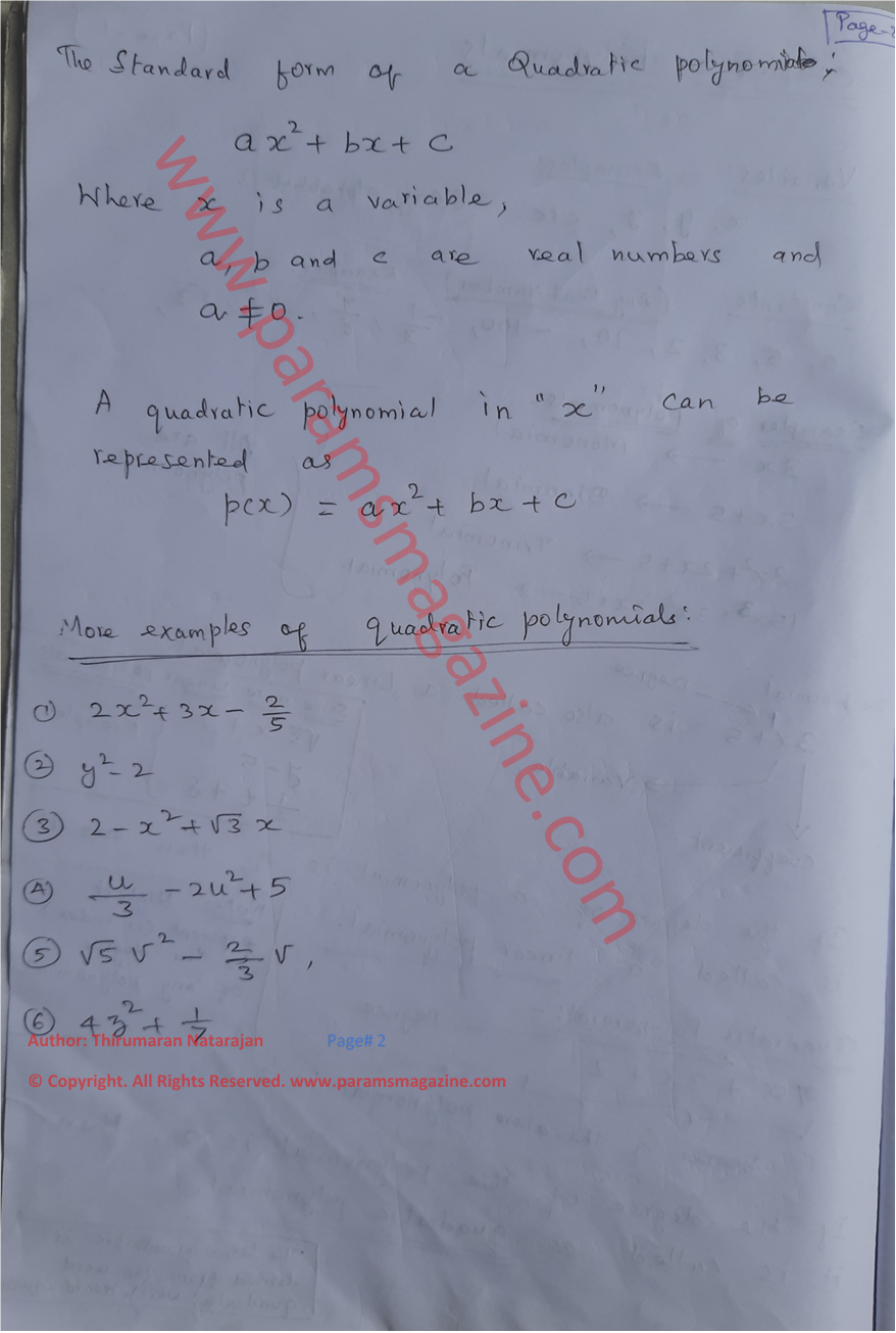 Class-10 - Polynomials - Notes - Page-2